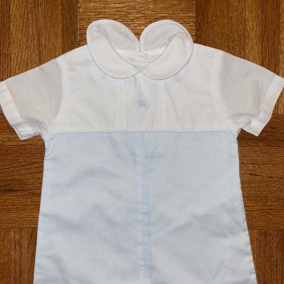Petit Ami blue and white one Piece fleur-de-lis embroidery 6 months - Picture 4 of 9